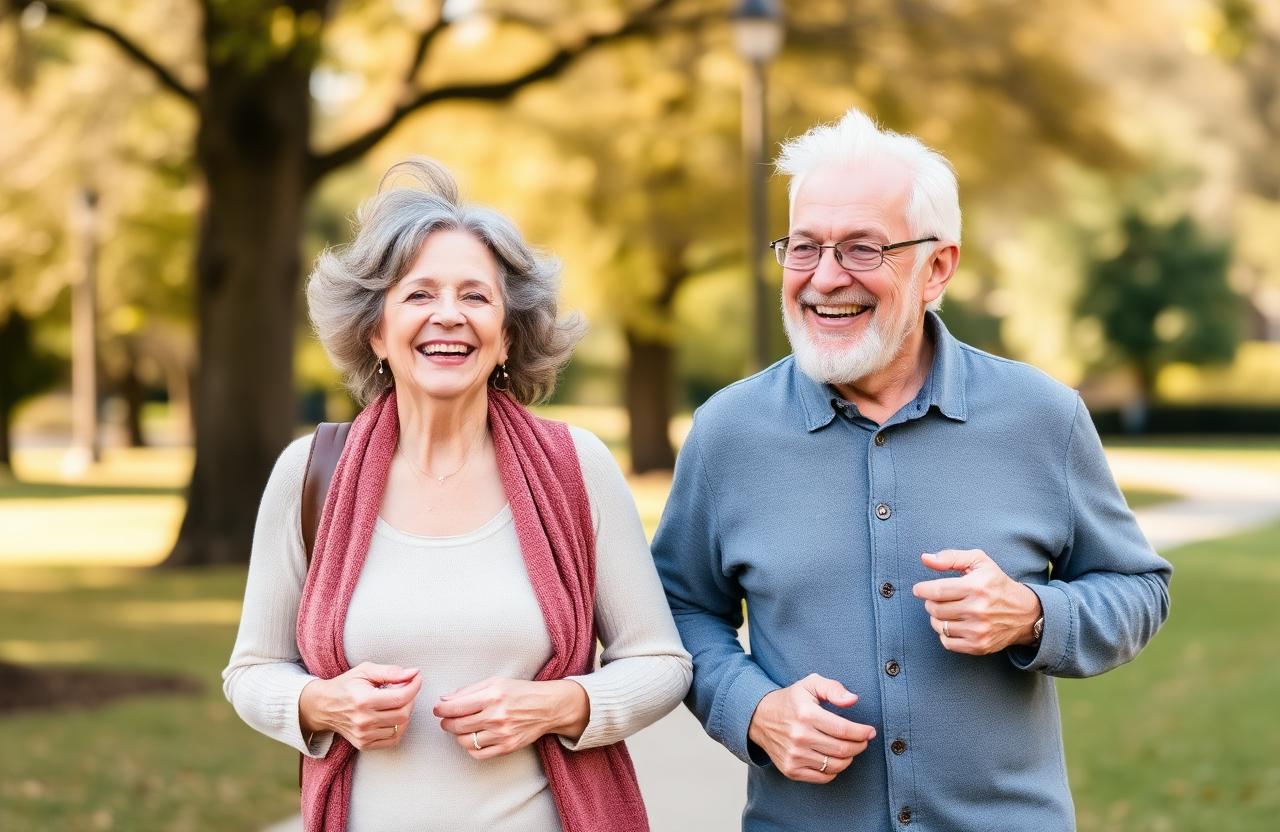 Happy mature couple enjoying an active life after using Nervora