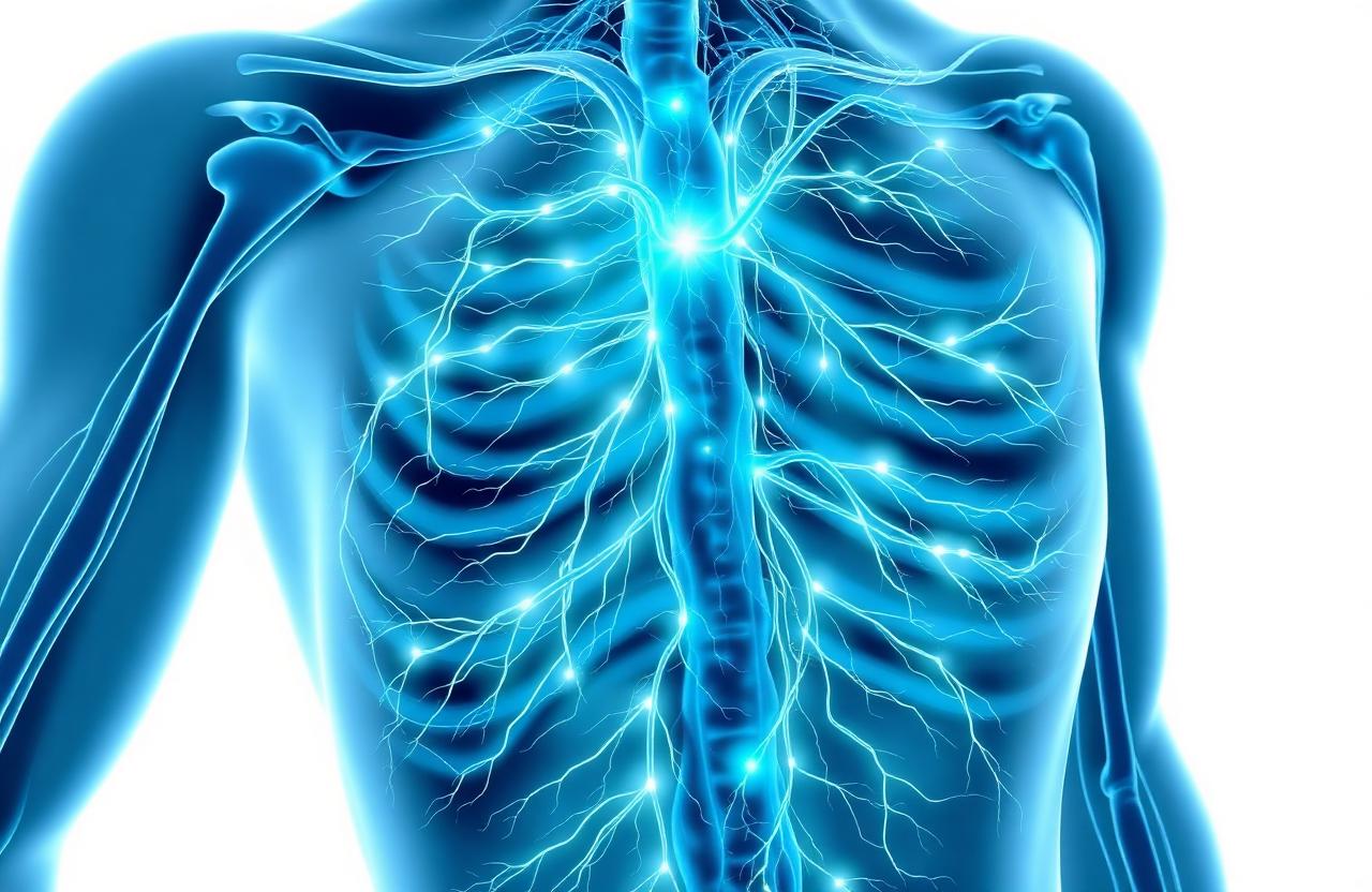Illustration of the human nervous system with active neural pathways